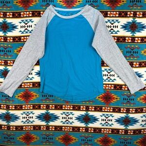 Joe Boxer Raglan T-Shirt Long Sleeve Casual‎ Tee Blue Gray Mens Medium